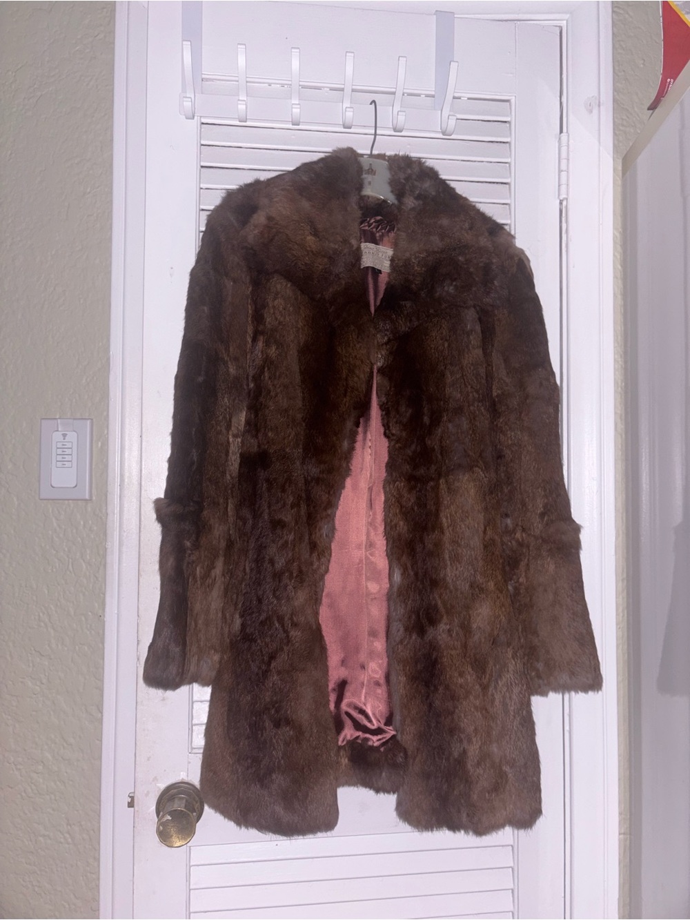 Women's Brown Faux Fur Coat with Satin Lining